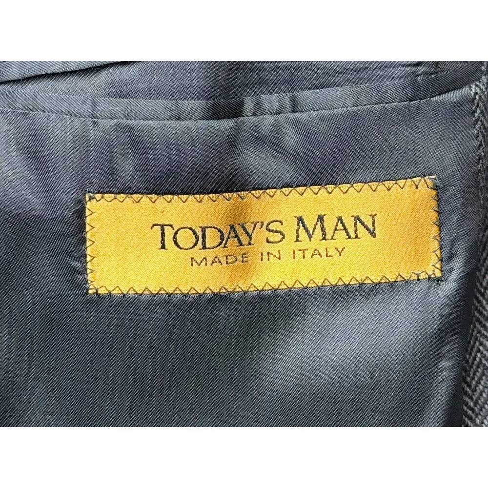 Vintage Today’s Man Sorrento 100% Cashmere Blazer 46R Italy Herringbone Luxury